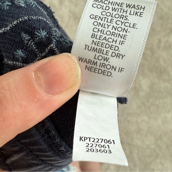 J. Jill Knit Jogger Pants Size Medium Navy Floral Embroidered Drawstring Sweats - Picture 8 of 11